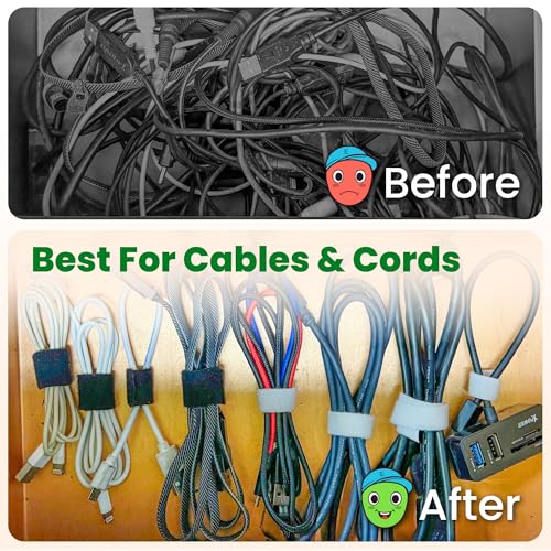 ECOHomes 1 Inch x 30 FT Double Sided Hook and Loop Roll Tape - Two Sided, Self Stick, Reusable Cable Ties Wrap for Cable Management, Heavy Duty Extender Straps Long Wire Strips Band Black - Image 2