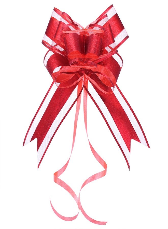 WEWILUCK Gift Bows for Presents, Bulk Red Brushed Glitter Pull Bows for Gifts, Christmas, Valentine's Day, Mother's Day, Holiday Decorations, DIY(6 Inches, 8 PCS) - Image 1
