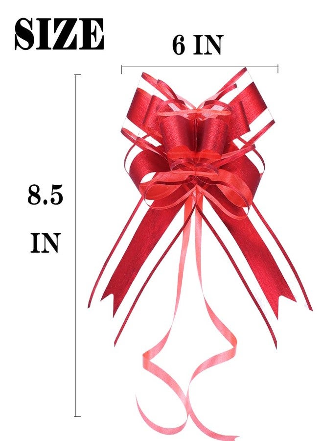 WEWILUCK Gift Bows for Presents, Bulk Red Brushed Glitter Pull Bows for Gifts, Christmas, Valentine's Day, Mother's Day, Holiday Decorations, DIY(6 Inches, 8 PCS) - Image 3
