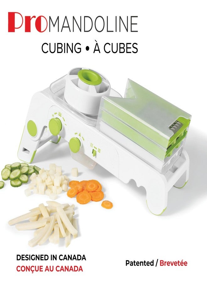 Starfrit Cubing Pro Mandoline Slicer, Dicer - 4 Blades & Graters with Storage Box - Straight & Crinkle V-Blades, Fine & Coarse Graters - 10 Thickness Settings, 3 Julienne Sizes - Self-Feeding Pusher - Image 4