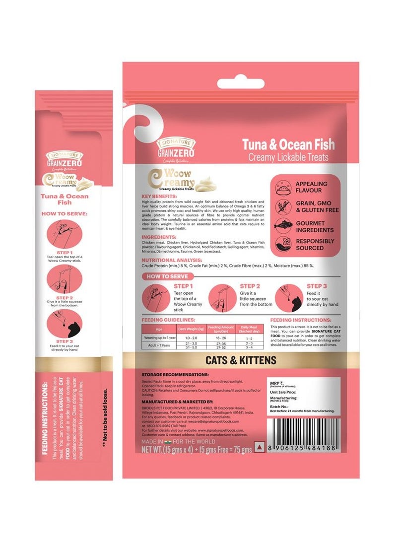 Grain Zero Creamy Lickable Cat Treats Ocean Fish 5 x 15g  - Image 2