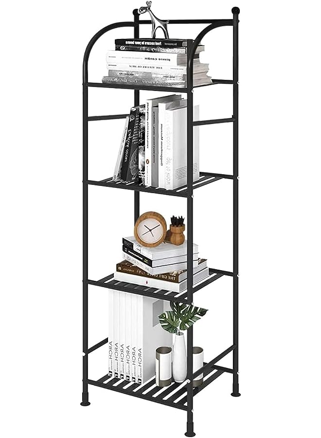vesus Bathroom Storage Open Shelf Unit,Storage Shelf Rack,Free-Standing Metal Corner Rack 5 Tier Bathroom Storage Open Shelf Unit,Storage Shelf Rack (Black, 4-Tier) - Image 1