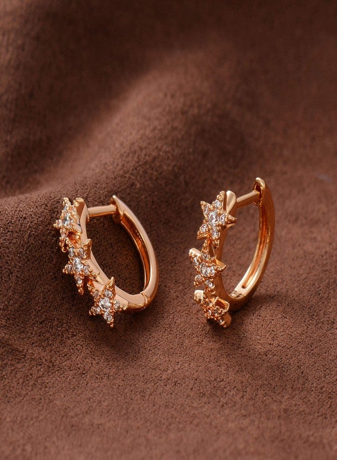 ميفيكو أقراط ميفيكو الذهبية على شكل نجمة للنساء، مطلية بذهب عيار 18 قيراط، مصنوعة يدويًا بتصميم بسيط وأنيق، لا تسبب الحساسية، مناسبة للاستخدام اليومي. - Image 5