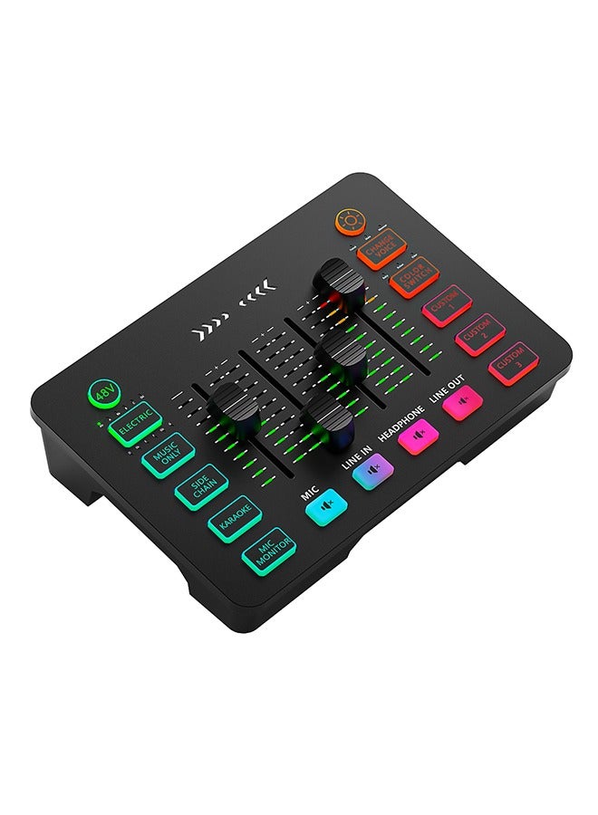 EHOME Gaming Audio Mixer, Streaming RGB PC Mixer with XLR Microphone Interface, Individual Control, Volume Fader, Mute Button, 48V Phantom Power, for Podcast,Recording,Vocal,Game Voice - Image 1