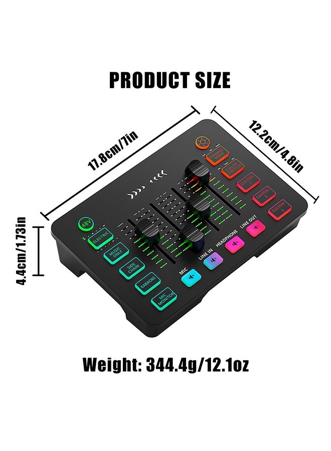 EHOME Gaming Audio Mixer, Streaming RGB PC Mixer with XLR Microphone Interface, Individual Control, Volume Fader, Mute Button, 48V Phantom Power, for Podcast,Recording,Vocal,Game Voice - Image 2