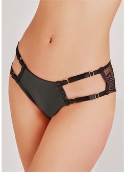 Magic Form 748 Leather Zigzag Lace Panties - Black  - Image 1