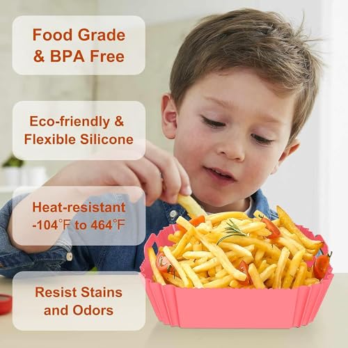 Seropy Large Silicone Air Fryer Liners Square 5-9 QT, 7.9 Inch Airfryer Liners Reusable Air Fryer Silicone Liners Pot Oven Liner Baking Tray, Air Fryer Basket Silicone Mat Bowl Air Fryer Accessories, 2 Pack - Image 4
