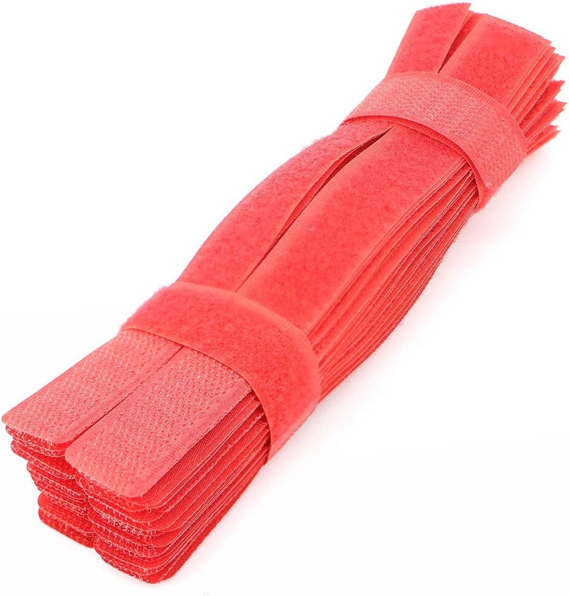 SYGA 30 Pcs Reusable Cable Tie Straps Fastener Wire Selfadhesive Hook Loop Cable Organizer 180mm X 20mm Red - Image 1