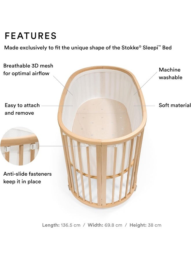 Stokke Sleepi Mesh Liner V3 for Baby Bed - Breathable 3D Mesh for Safe Sleep - Machine Washable - White - Image 2
