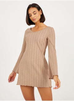 Styli Jacquard Rib Lettuce Hem Nightdress  - Image 1