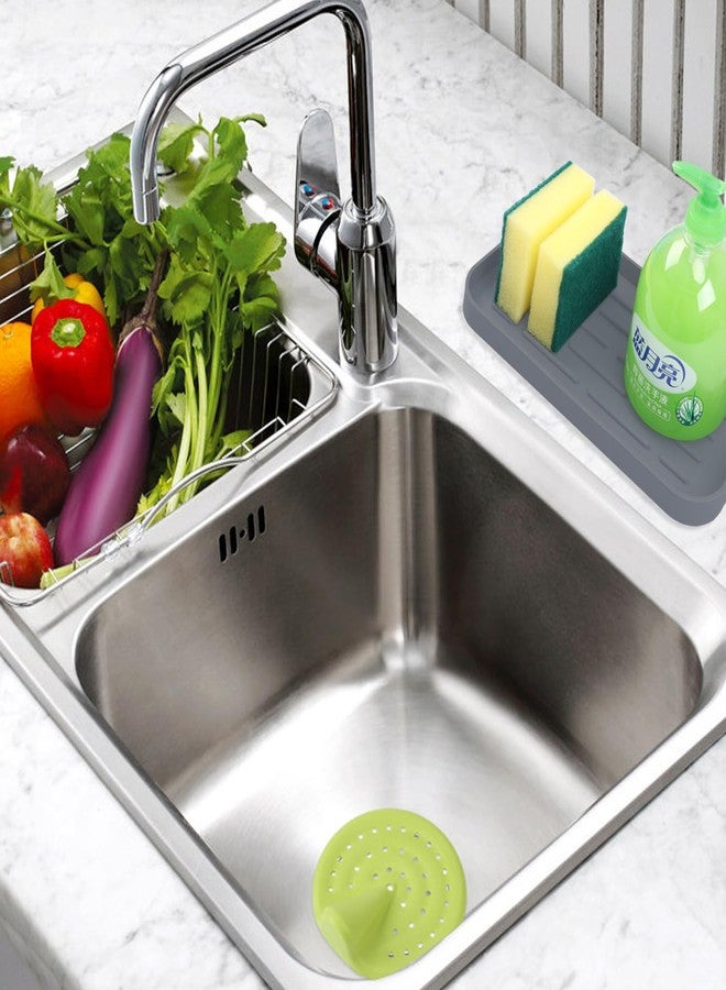 نايس داي حامل إسفنج سيليكون من نايس داي، منظم حوض المطبخ للإسفنج، موزعات الصابون، أدوات التنظيف، وغيرها من ملحقات غسل الأطباق، مقاوم للماء، متين، مرن، مانع للانزلاق، سهل التنظيف، رمادي اللون - Image 2