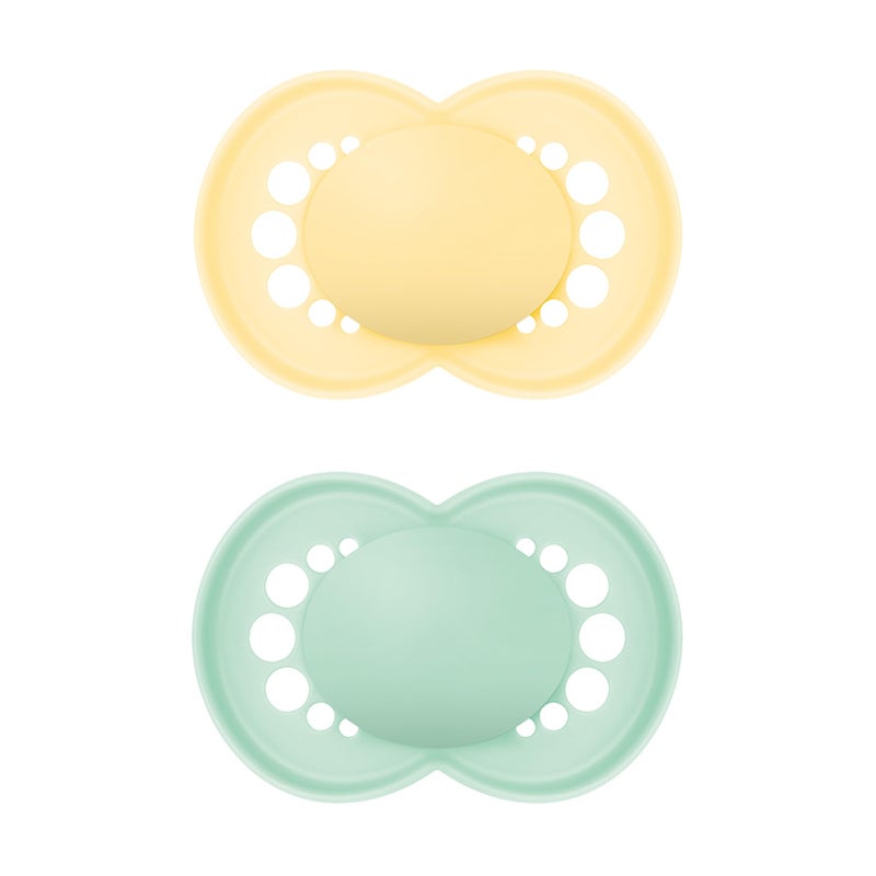 مام Original Matte Baby Pacifier, Nipple Shape Helps Promote Healthy Oral Development, Sterilizer Case, Unisex, 16+, 2 Count (Pack of 1) - Image 1