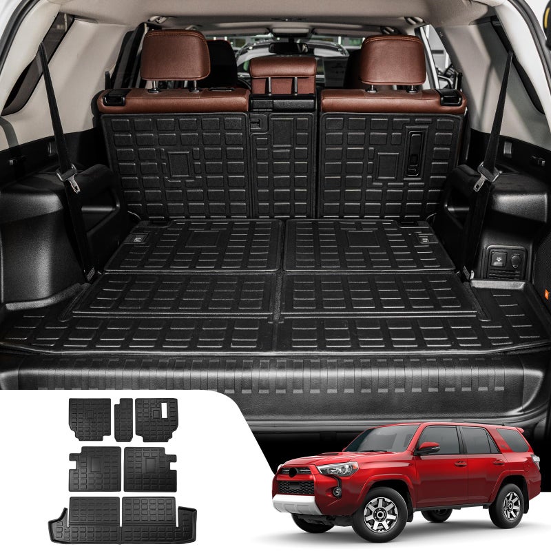 Dattumar Cargo Mat Compatible with 20102024 Toyota 4 Runner 7 Seat Cargo Liner Trunk Mat TPE Back Seat Cover Protector 2023 4Runner Accessories Fit 7 seatTrunk Mat2nd 3rd Row Backrest Mats