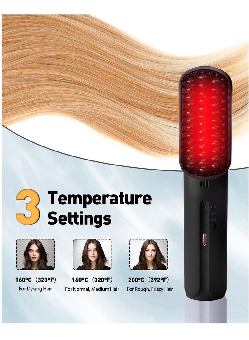 سيوسي فرشاة تمليس الشعر اللاسلكية، فرشاة تمليس الشعر الصغيرة المحمولة للسفر، فرشاة شعر قابلة لإعادة الشحن للسفر، تسخين سريع، اصنع تسريحات الشعر في أي وقت - Image 3