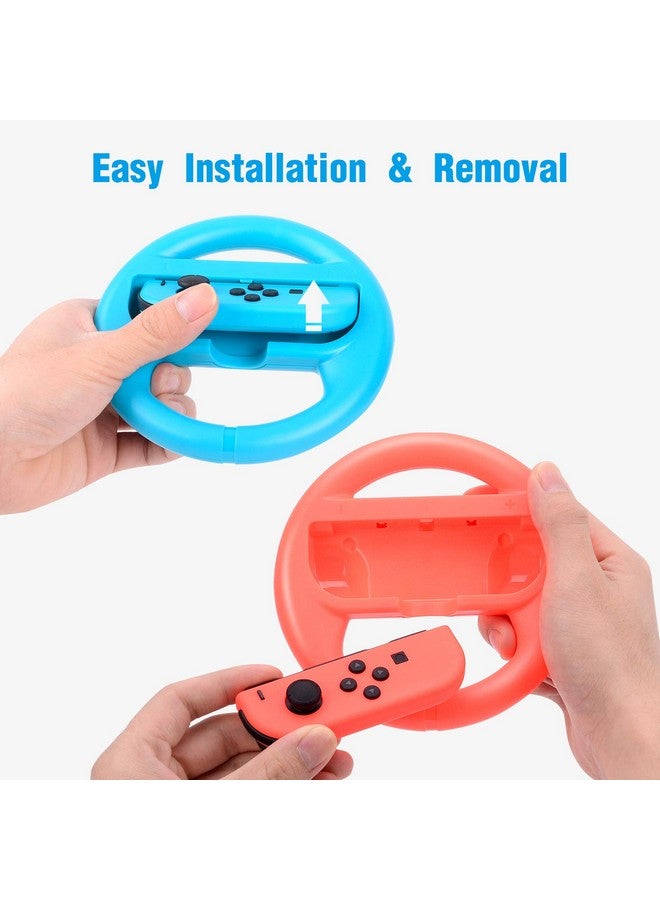 بيسترون عجلة قيادة ألعاب السباق متوافقة مع سويتش ماريو كارت، عجلة قيادة جوي كون، عبوة من قطعتين باللون الأحمر والأزرق - Image 4