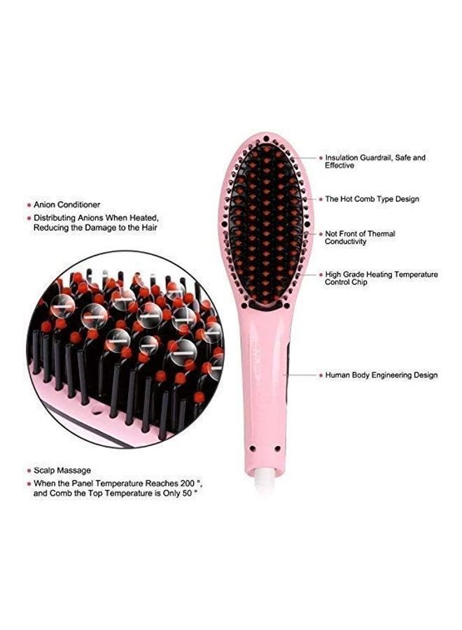 NIBEMINENT 3 In 1 Ceramic Hair Electric Comb Brush Pink - Image 5