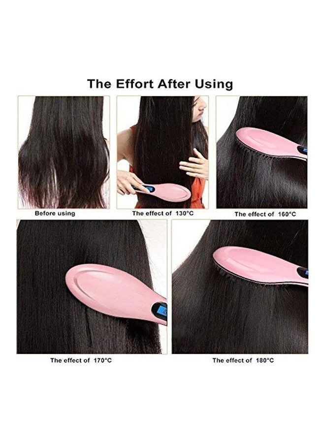 NIBEMINENT 3 In 1 Ceramic Hair Electric Comb Brush Pink - Image 3