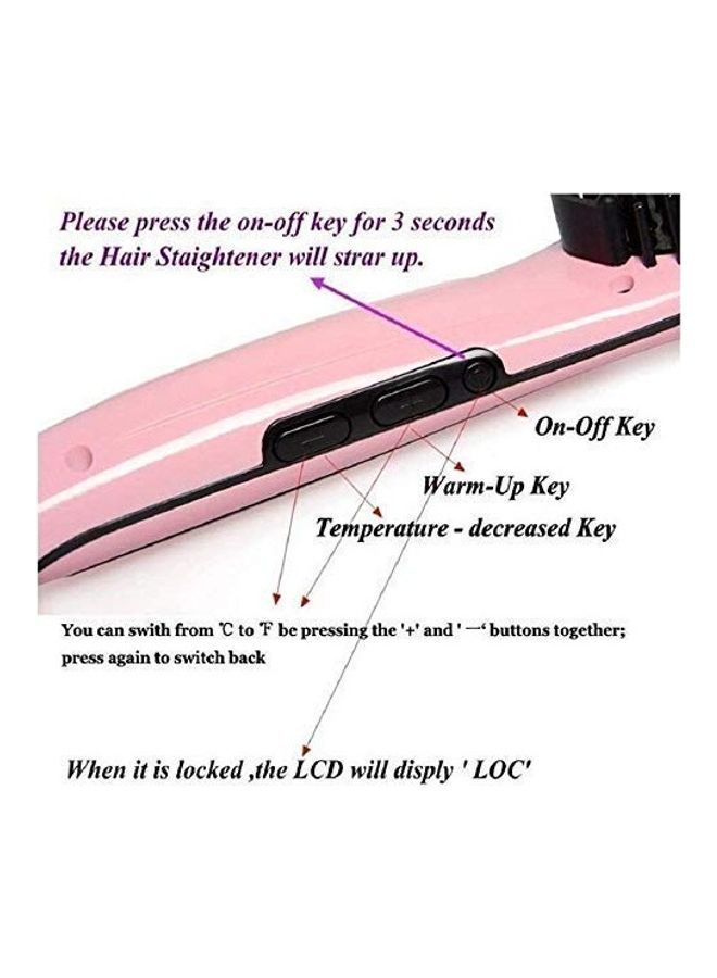 NIBEMINENT 3 In 1 Ceramic Hair Electric Comb Brush Pink - Image 4