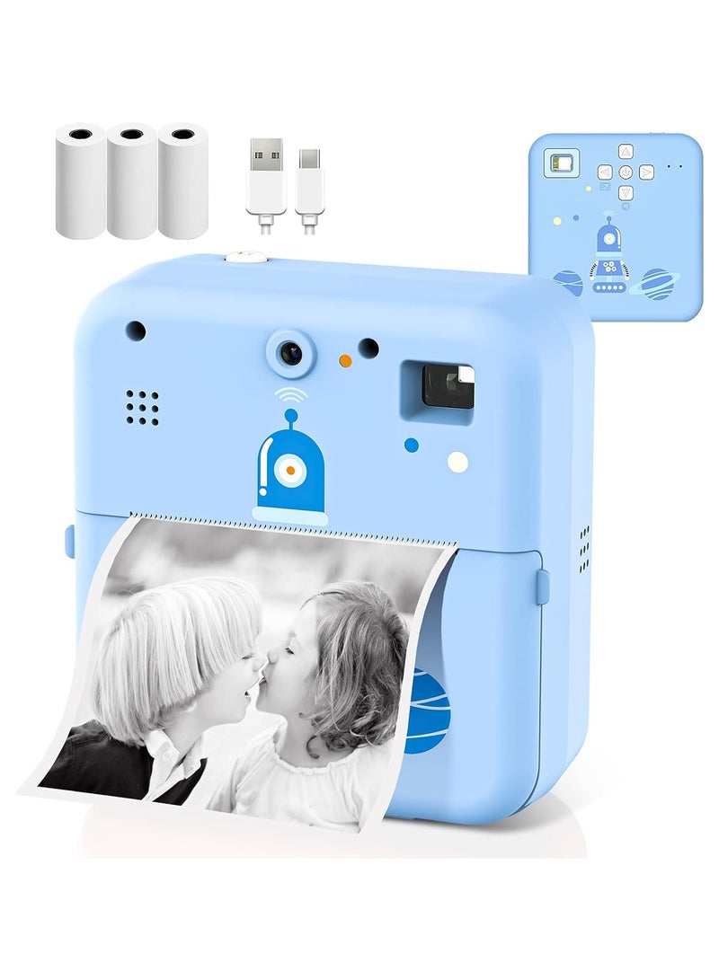 AROAQ Pocket Photo Wireless Thermal Label Printer 1080P Instant Print Camera Compatible with iOS Android Smartphone Battery with 3 Rolls Paper - Image 1