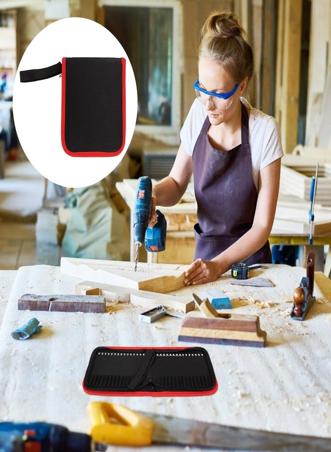 HOMSFOU Canvas Tool Bag with Zipper, Portable Drill Bit Storage Pouch for 30-Piece 150Mm Bits, Handheld Organizer for Home Repair, Automotive Maintenance, and Woodworking - Image 2