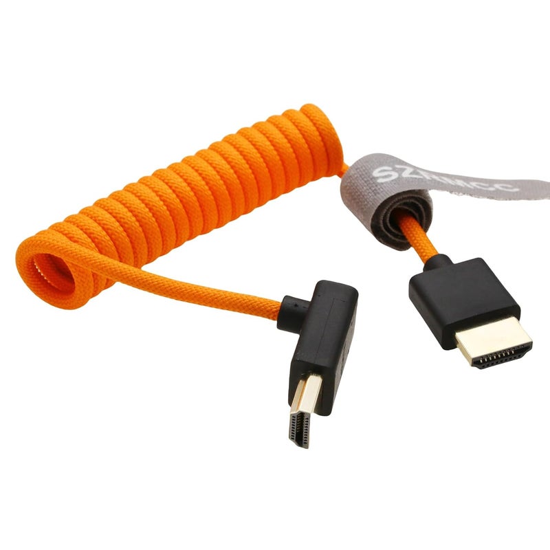 اس زد ار ام سي سي كابل 8K HDMI إلى HDMI بزاوية سفلية فائق السرعة ملفوف مضفر للكاميرا Z Cam E2 Sony FX6 FX9 Canon EOS C70 C300 Portkeys BM5 Atomos Ninjav V Shogun Monitor - Image 4