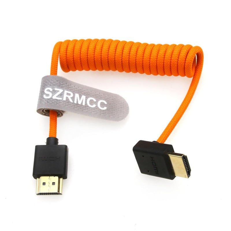 اس زد ار ام سي سي كابل 8K HDMI إلى HDMI بزاوية سفلية فائق السرعة ملفوف مضفر للكاميرا Z Cam E2 Sony FX6 FX9 Canon EOS C70 C300 Portkeys BM5 Atomos Ninjav V Shogun Monitor - Image 1