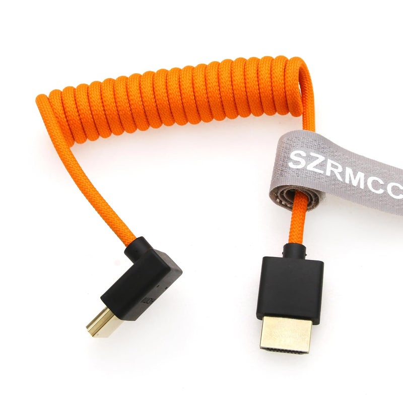 اس زد ار ام سي سي كابل 8K HDMI إلى HDMI بزاوية سفلية فائق السرعة ملفوف مضفر للكاميرا Z Cam E2 Sony FX6 FX9 Canon EOS C70 C300 Portkeys BM5 Atomos Ninjav V Shogun Monitor - Image 3