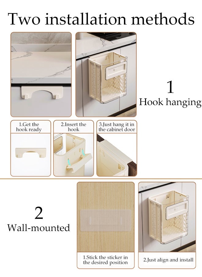 DUNISO Hanging Trash Can, foldable household recycling garbage bin, wall mounted kitchen countertop garbage bin, strong load bearing capacity，sturdy and durable，suitable for kitchen, bathroom, bedroom ﻿  - Image 5