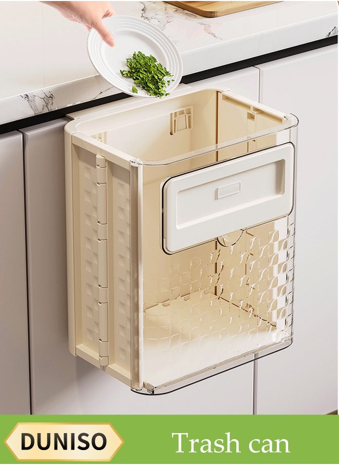 DUNISO Hanging Trash Can, foldable household recycling garbage bin, wall mounted kitchen countertop garbage bin, strong load bearing capacity，sturdy and durable，suitable for kitchen, bathroom, bedroom ﻿  - Image 1