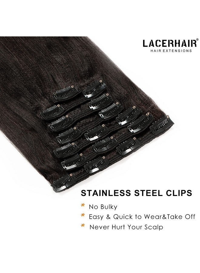 Lacer Yaki Straight Clip In Hair Extensions, Remy Human Hair Natural Black Thick Yaki Clip In Hair Extensions Human Hair For African American Woman Relaxed Hair 7 Pieces 120 Gram Per Set 18 Inch - Image 3