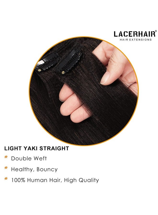 Lacer Yaki Straight Clip In Hair Extensions, Remy Human Hair Natural Black Thick Yaki Clip In Hair Extensions Human Hair For African American Woman Relaxed Hair 7 Pieces 120 Gram Per Set 18 Inch - Image 2