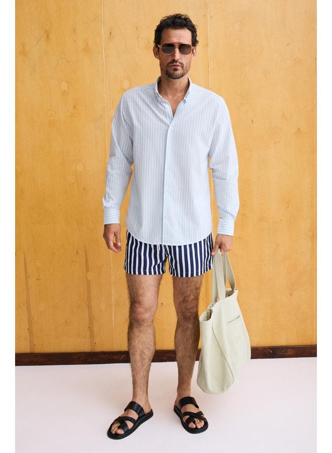 GRIMELANGE RISTO Men's button-down shirt with collar and cuff, blue striped fabric that minimizes ironing needs after washing. - Image 3