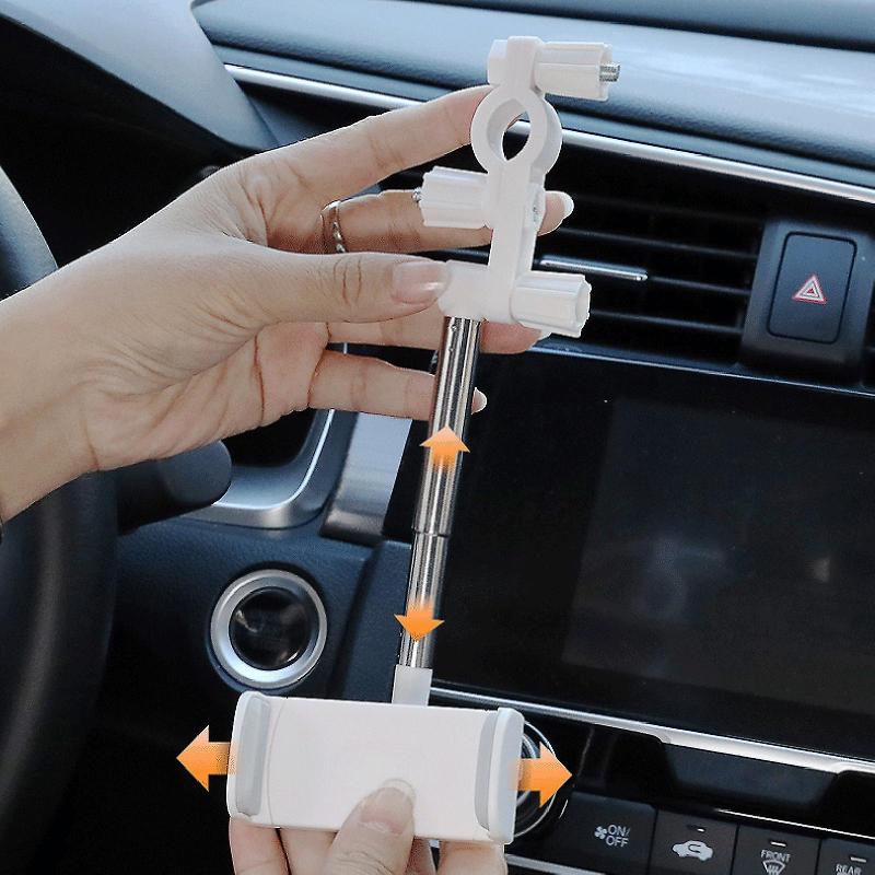 Car Phone Holder: 360 Degree Rotation, Adjustable Length, Horizontal Vertical Screen Switch - One Hand Operation, Concealed Rearview Mirror Design for Safe Driving, Seat Installation - Image 2