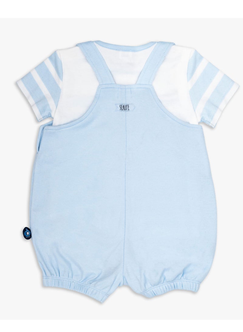 Moon تي شيرت ودنغري 100% قطن - 18-24 شهر أزرق - الغواصة الصغيرة - Image 2