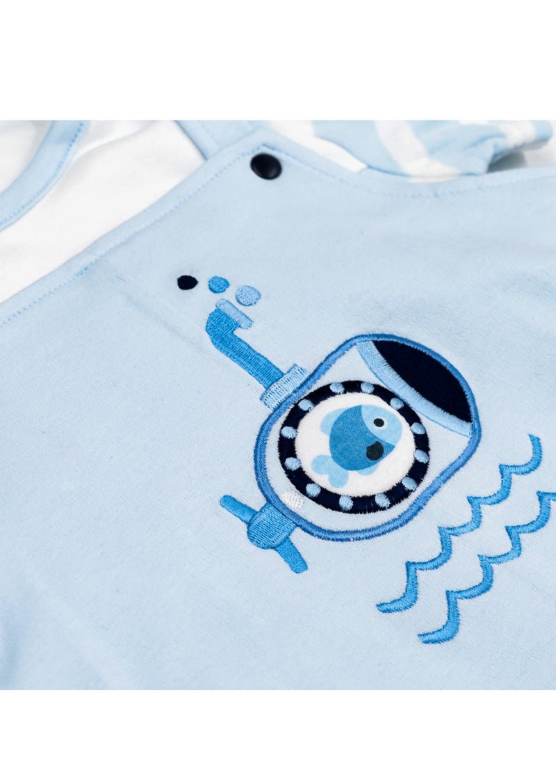 Moon تي شيرت ودنغري 100% قطن - 18-24 شهر أزرق - الغواصة الصغيرة - Image 4