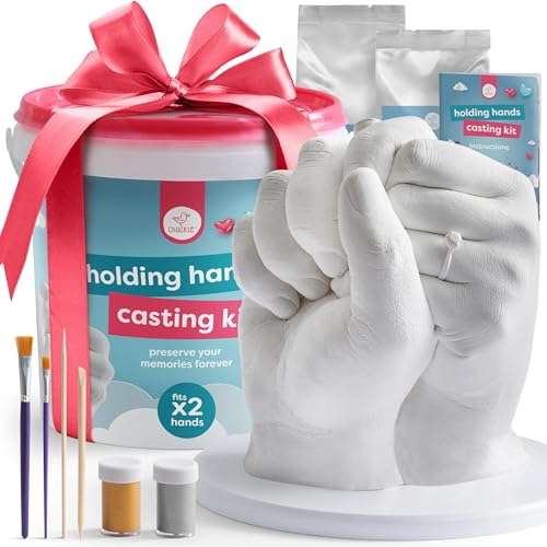 chuckle Holding Hand Casting Kit for Couples with Base & Paints, Hand Sculpture Hand Molding Kit, Hand Mold Kit Couples Activities - Gift for Fathers Day, Women for Wedding, Anniversary, Valentines - Image 1