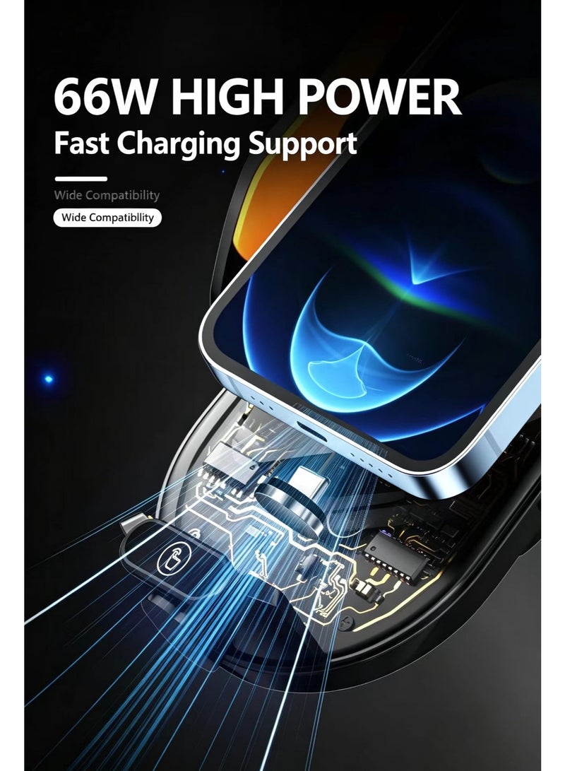 66W Fast Charging Car Phone Mount, Auto Clamp Wireless Charger Phone Holder, Transparent Visible Circuit Design, Air Vent Dashboard Mount for All Smartphones - Image 3