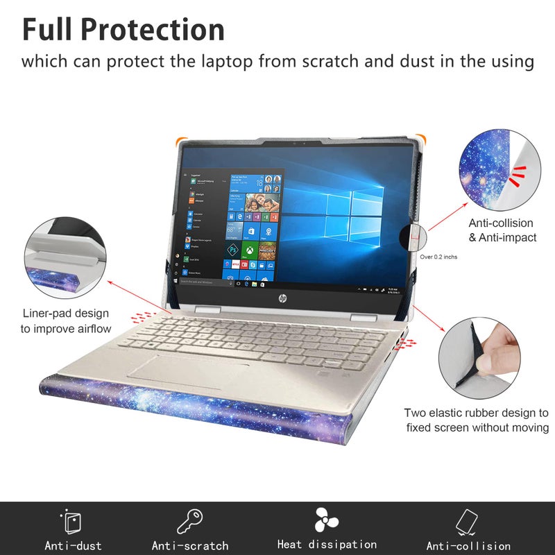 Alapmk Protective Case for Lenovo IdeaPad Slim 3 Chromebook Gen 8/Yoga Pro 9i Gen 8 14,Case for HP Chromebook x360 14a-caXXXX 14a-ca0030wm & Vostro 14 3430 3435/Latitude 3445 Chromebook 14",Galaxy - Image 4