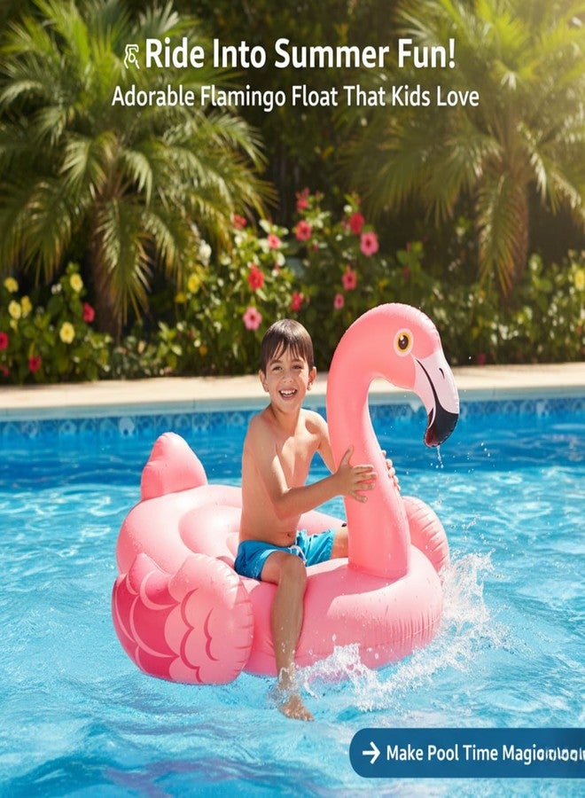 ARIDAM Flamingo Ride-On Inflatable Swimming Pool Float for Kids | Cute Ride-On Pool Float with Safety Ring | Lightweight Air Inflatable Water Toy for Pool & Beach Fun - Image 4