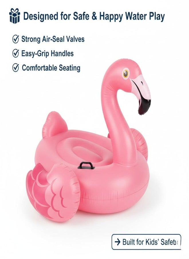 ARIDAM Flamingo Ride-On Inflatable Swimming Pool Float for Kids | Cute Ride-On Pool Float with Safety Ring | Lightweight Air Inflatable Water Toy for Pool & Beach Fun - Image 5