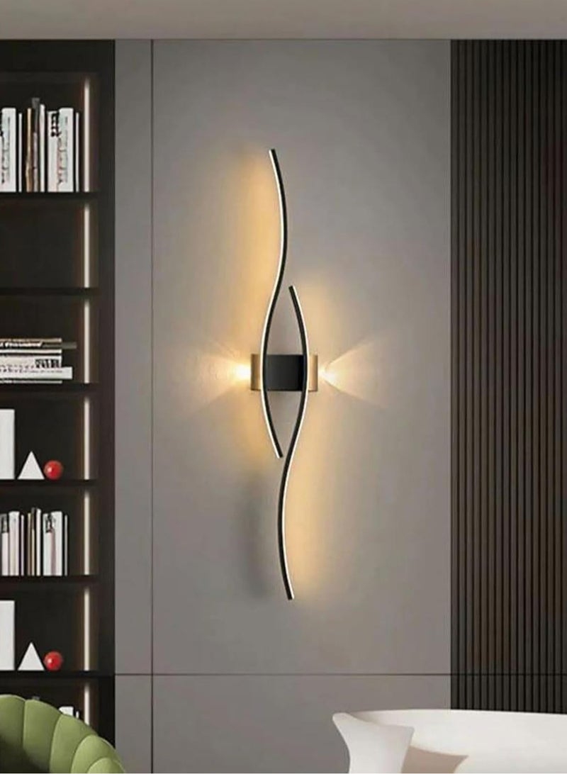 لوبيتيز ( أسود ، 100cm ، ثلاثي الألوان درجة الحرارة ) الحديثة الإبداعية الشريط أدى الجدار مصباح الحد الأدنى غرفة نوم مصباح الجدار السرير غرفة المعيشة أريكة التلفزيون الخلفية مصباح الجدار - Image 1