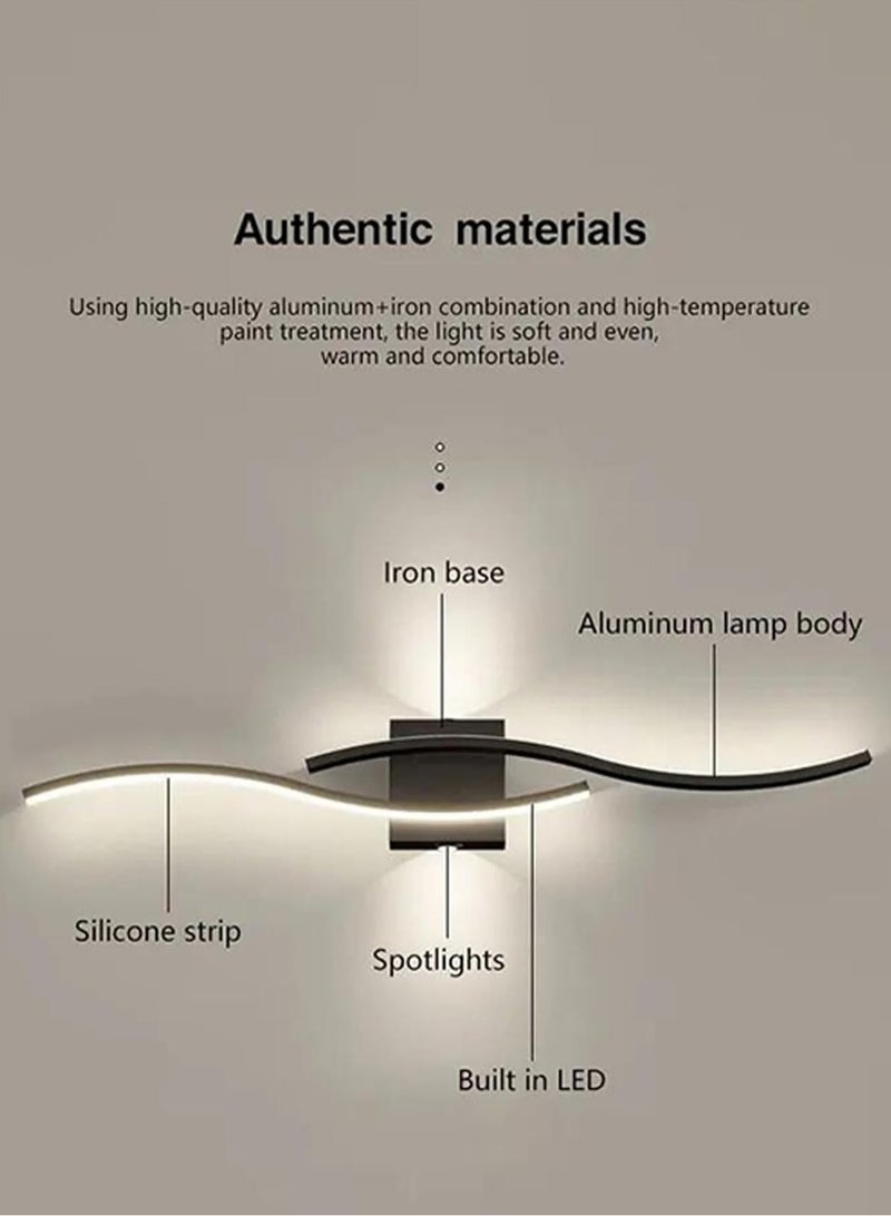 لوبيتيز ( أسود ، 100cm ، ثلاثي الألوان درجة الحرارة ) الحديثة الإبداعية الشريط أدى الجدار مصباح الحد الأدنى غرفة نوم مصباح الجدار السرير غرفة المعيشة أريكة التلفزيون الخلفية مصباح الجدار - Image 4