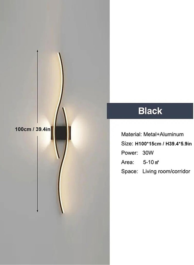 لوبيتيز ( أسود ، 100cm ، ثلاثي الألوان درجة الحرارة ) الحديثة الإبداعية الشريط أدى الجدار مصباح الحد الأدنى غرفة نوم مصباح الجدار السرير غرفة المعيشة أريكة التلفزيون الخلفية مصباح الجدار - Image 5