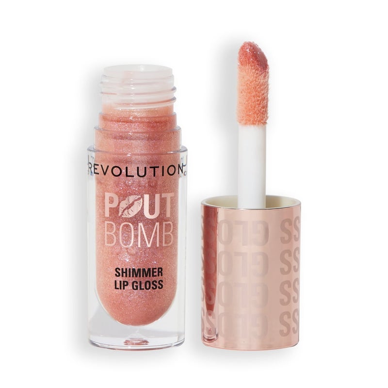 Revolution Pout Bomb Shimmer Lip Gloss – Glimmer Nude - Image 1