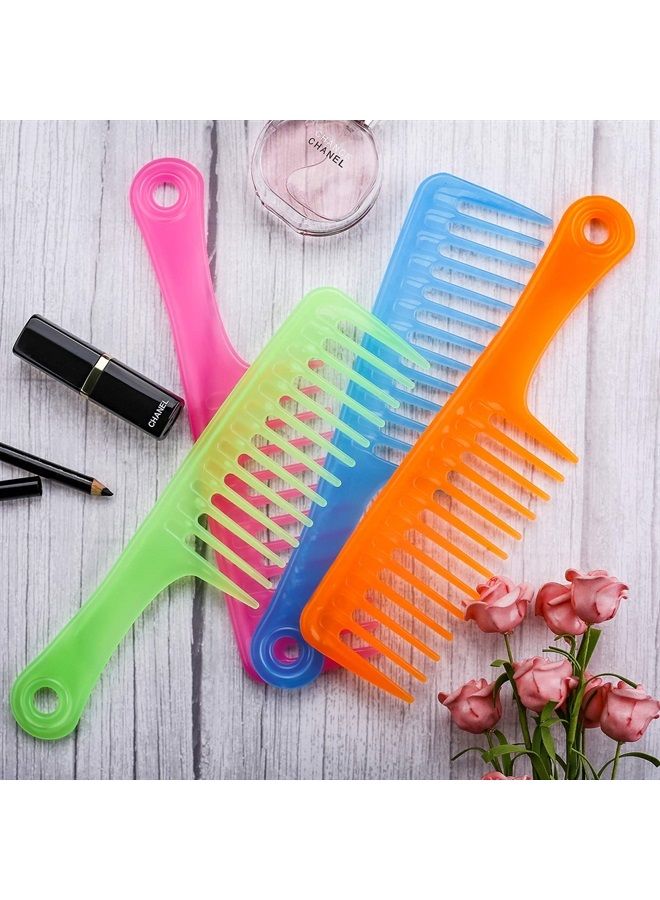 4 Pieces 9 1/2 Inches Anti Static Large Tooth Detangle Comb, Wide Tooth Hair Comb Salon Shampoo Comb for Long Hair and Curly Hair (Mutil Color 3)