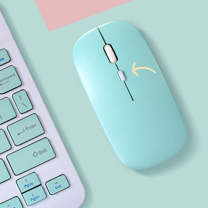 كلاراكو مجموعة لوحة مفاتيح وماوس لاسلكية محمولة صغيرة الحجم مزودة بتقنية البلوتوث 10\u201c وبطارية مدمجة قابلة لإعادة الشحن لأجهزة iPad والكمبيوتر اللوحي والكمبيوتر المكتبي والكمبيوتر المحمول بنظام Android مقاس 10 بوصات باللون الأزرق - Image 2