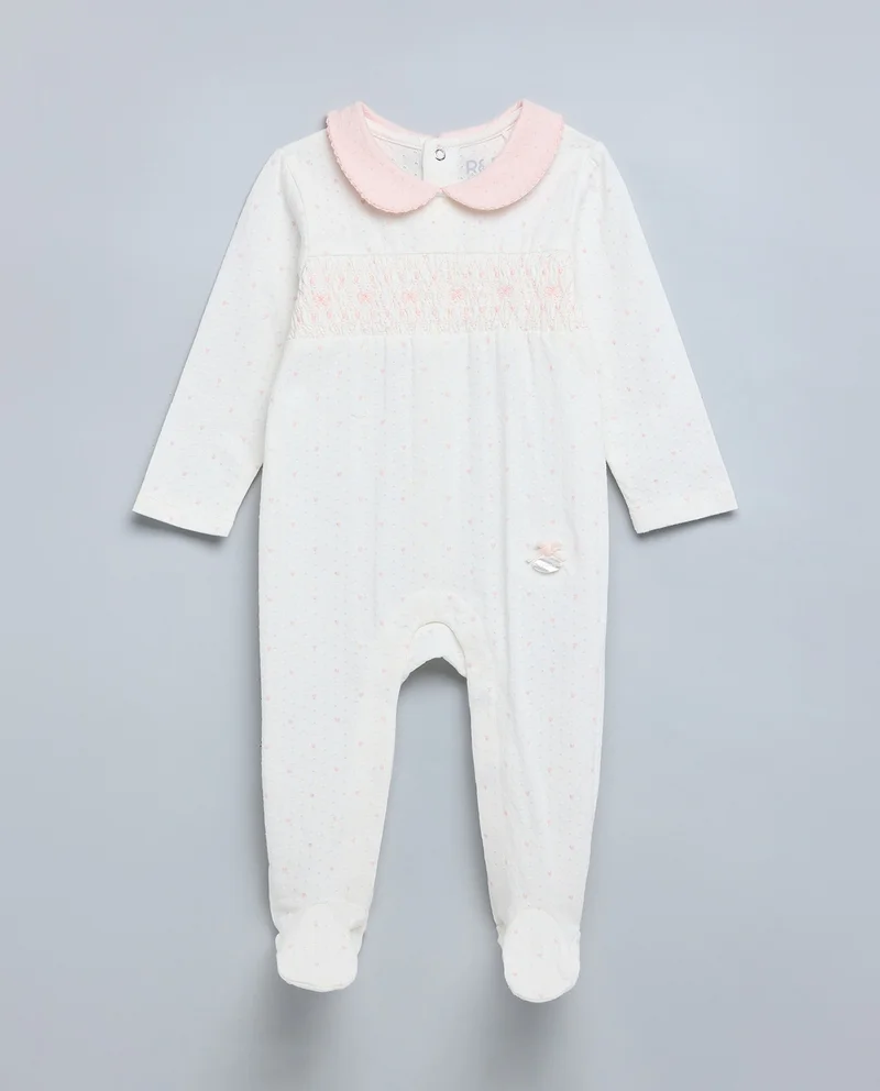 R&B Printed Footed Sleepsuit with Long Sleeves