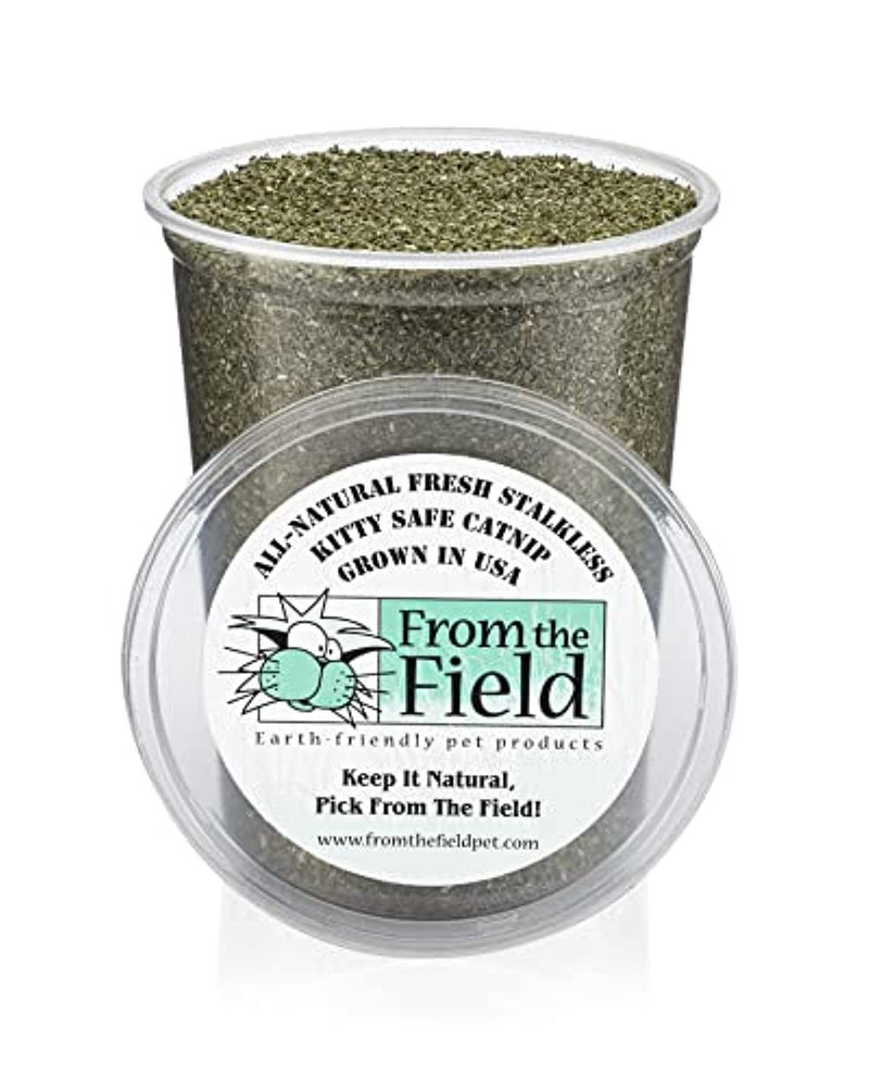 from The Field | Fine Ground Stalkless Catnip | Premium USA-Grown Catnip for Toys & Playtime | Fresh, Potent, Non-Toxic, Eco-Friendly | Safe for Kittens & Cats | Resealable 6 oz Tub - Image 1