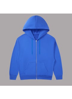 Generic Solid Color Mens Hooded Sweatshirt Blank Cardigan Zippered Hooded Top Training Suite Sport Shoes And Bag Set From China sapphire blue (short zipper) 