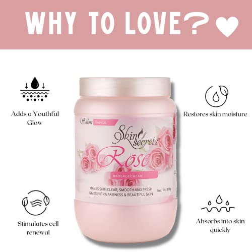 Skin Secrets Rose Massage Cream with Rose Essential Oil for Glowing Skin| Paraben Free, Cruelty Free & vegan| 800gm - Image 3